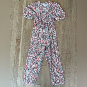 Cat & Jack Short Sleeve Jumpsuit -Coral Liberty London Floral Print - Girls M